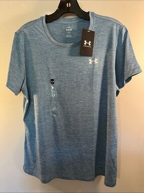 Under Armour Womens Heathered Ocean Blue Short Sleeve Performance Tee